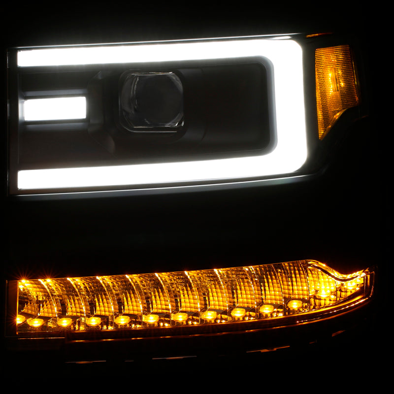 Load image into Gallery viewer, ANZO 16+ Chevy Silverado 1500 Projector Headlights Plank Style Black w/Amber/Sequential Turn Signal
