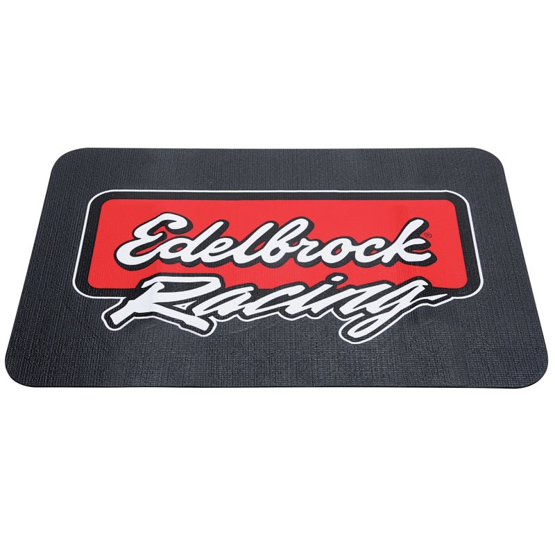 Load image into Gallery viewer, Edelbrock Racing Fender Cover - PVC Foam Mat - 2 Color Printed Edelbrock Racing Logo

