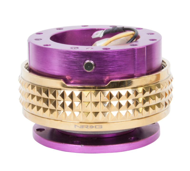 Load image into Gallery viewer, NRG Quick Release Kit - Pyramid Edition - Purple Body / Chrome Gold Pyramid Ring
