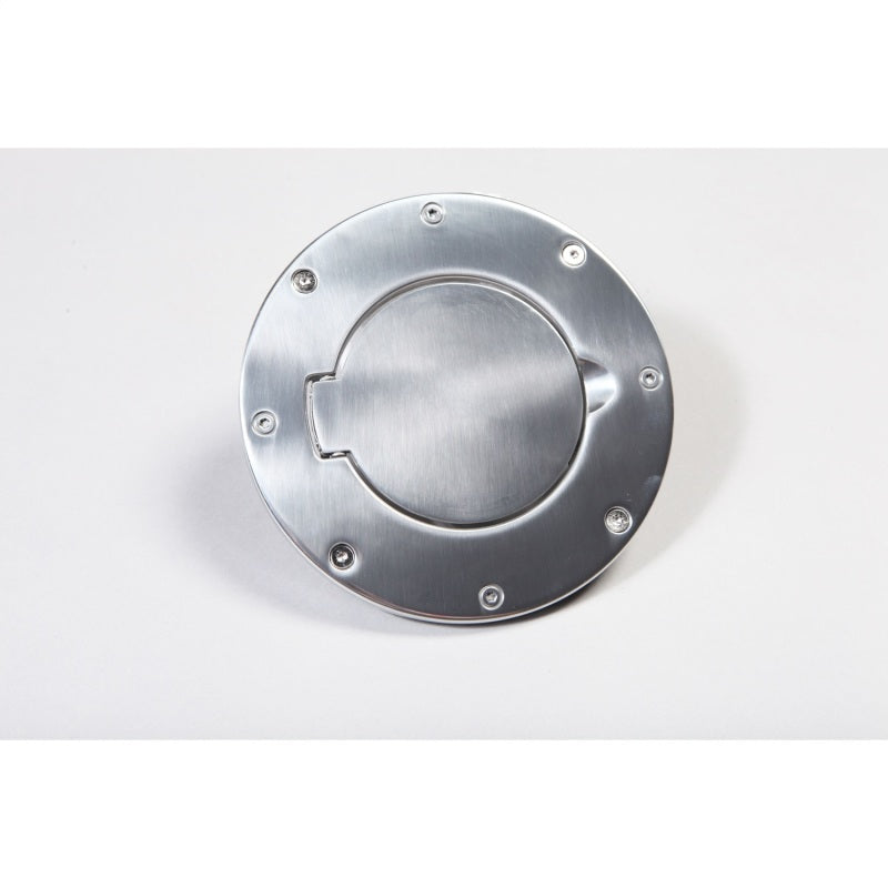 Load image into Gallery viewer, Rugged Ridge Non-Locking Gas Cap Door Polished Alum 97-06 Wrang
