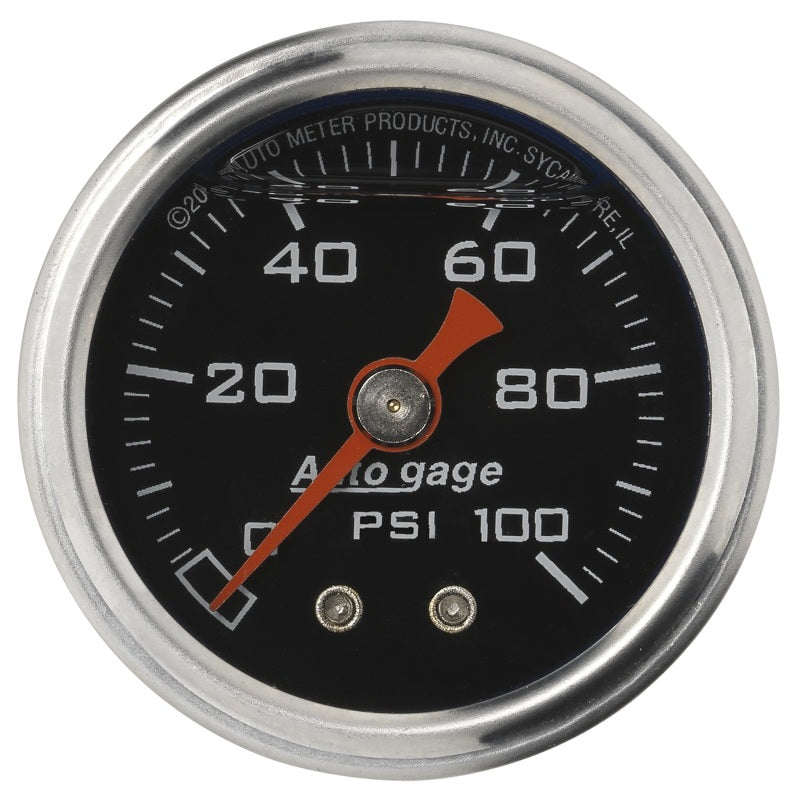 Load image into Gallery viewer, Autometer AutoGage 1.5in Liquid Filled Mechanical 0-100 PSI Fuel Pressure Gauge
