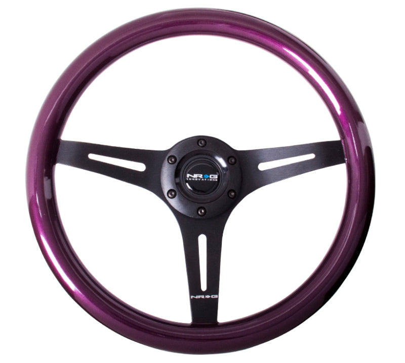 Load image into Gallery viewer, NRG Classic Wood Grain Steering Wheel (350mm) Purple Pearl/Flake Paint w/Black 3-Spoke Center
