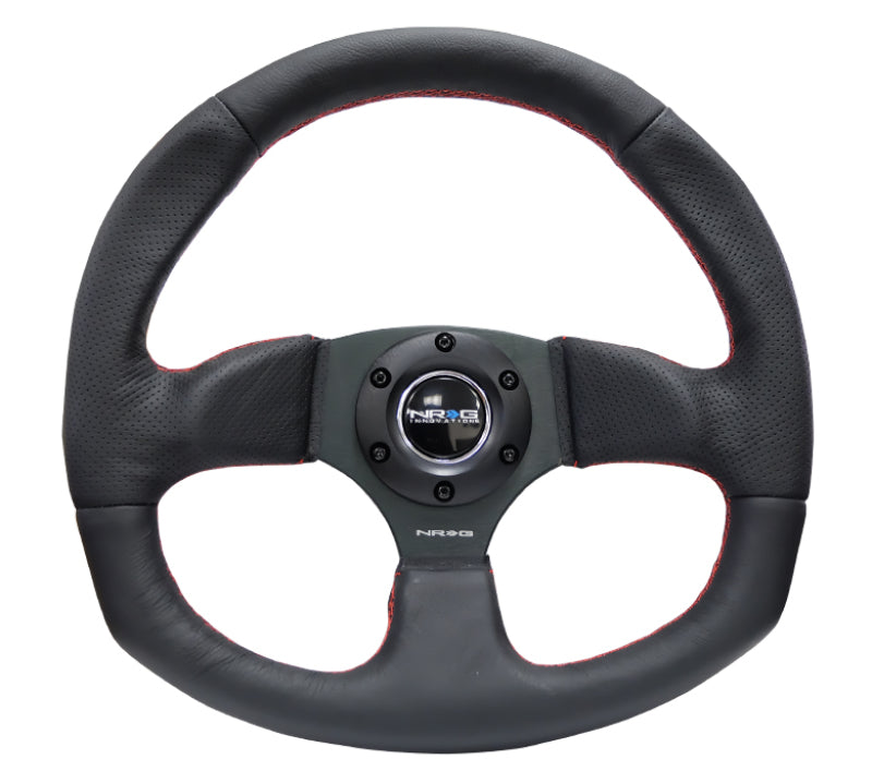 Load image into Gallery viewer, NRG Reinforced Steering Wheel (320mm Horizontal / 330mm Vertical) Leather w/Red Stitching
