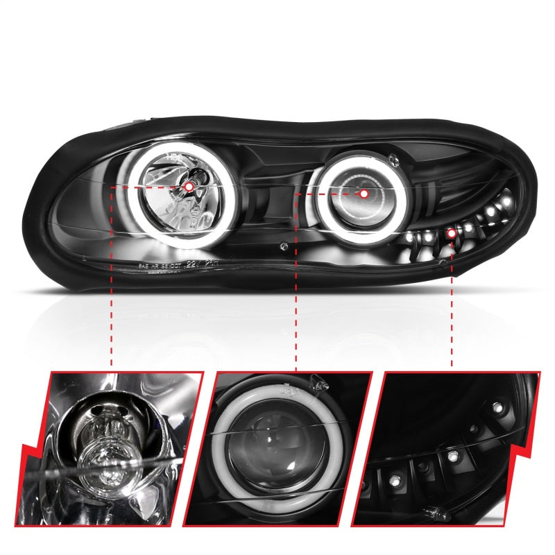 Load image into Gallery viewer, ANZO 1998-2002 Chevrolet Camaro Projector Headlights w/ Halo Black
