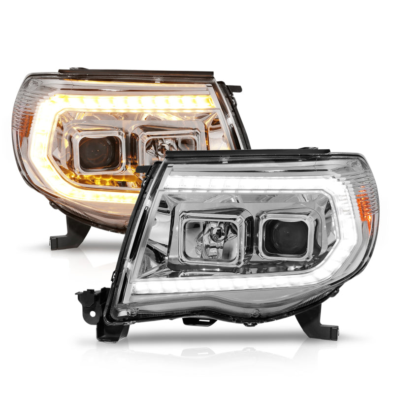 Load image into Gallery viewer, ANZO 05-11 Toyota Tacoma Projector Headlights w/Light Bar Switchback Chrome Housing
