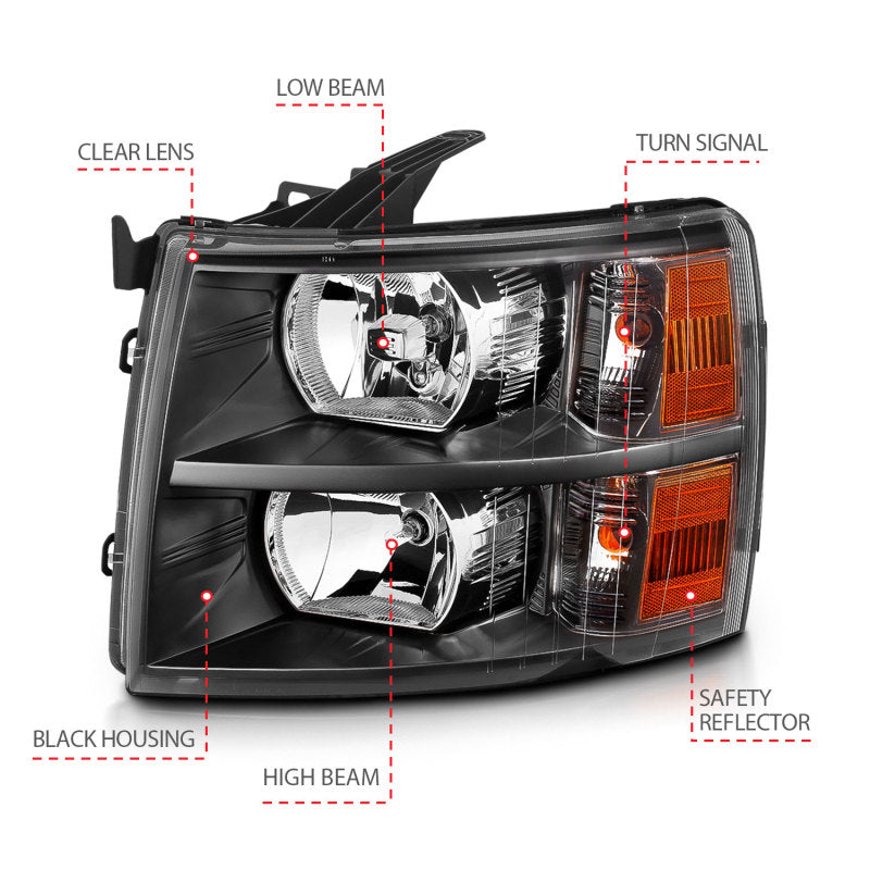 Load image into Gallery viewer, ANZO 2007-2013 Chevrolet Silverado Crystal Headlights Black
