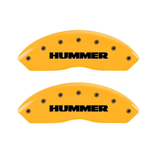 MGP 4 Caliper Covers Engraved Front & Rear Hummer Yellow Finish Black Char 2010 Hummer H3T