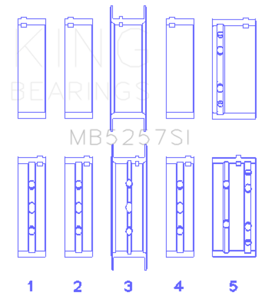 King Engine Bearings General Motors 379 V8 OHV (Size .026) Crankshaft Main Bearings (Set of 5)