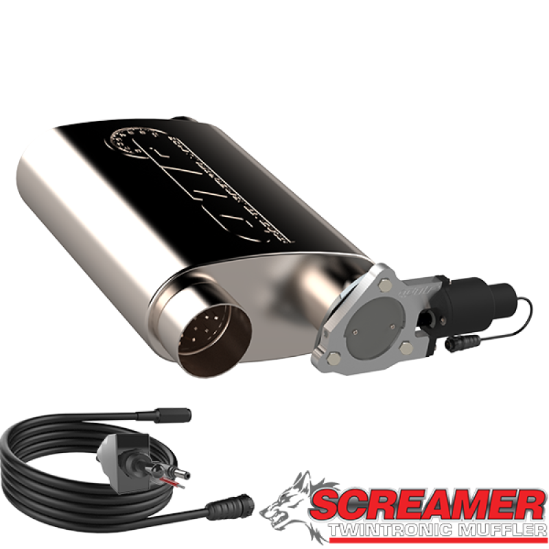Load image into Gallery viewer, QTP 3in Weld-On 304SS Reverse Screamer Muffler w/Bolt-On QTEC Electric Cutout
