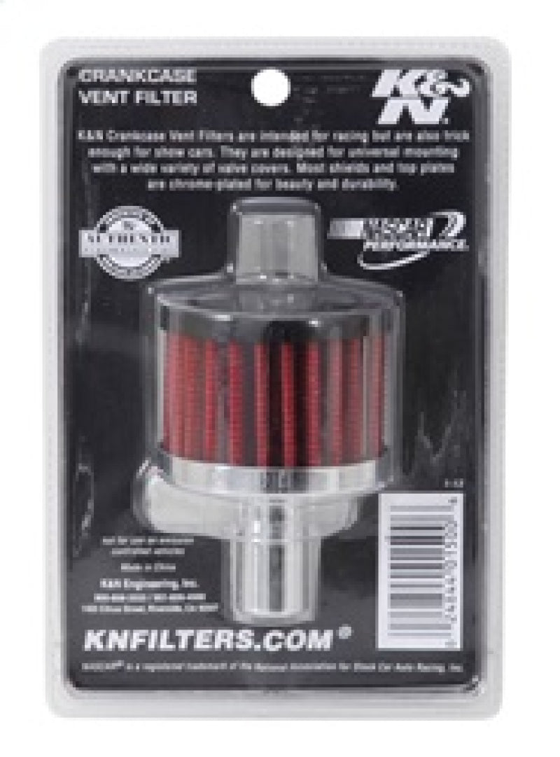 Load image into Gallery viewer, K&amp;N Steel Base Crankcase Vent Filter .625in Vent OD x 2in OD x 1.5in Height
