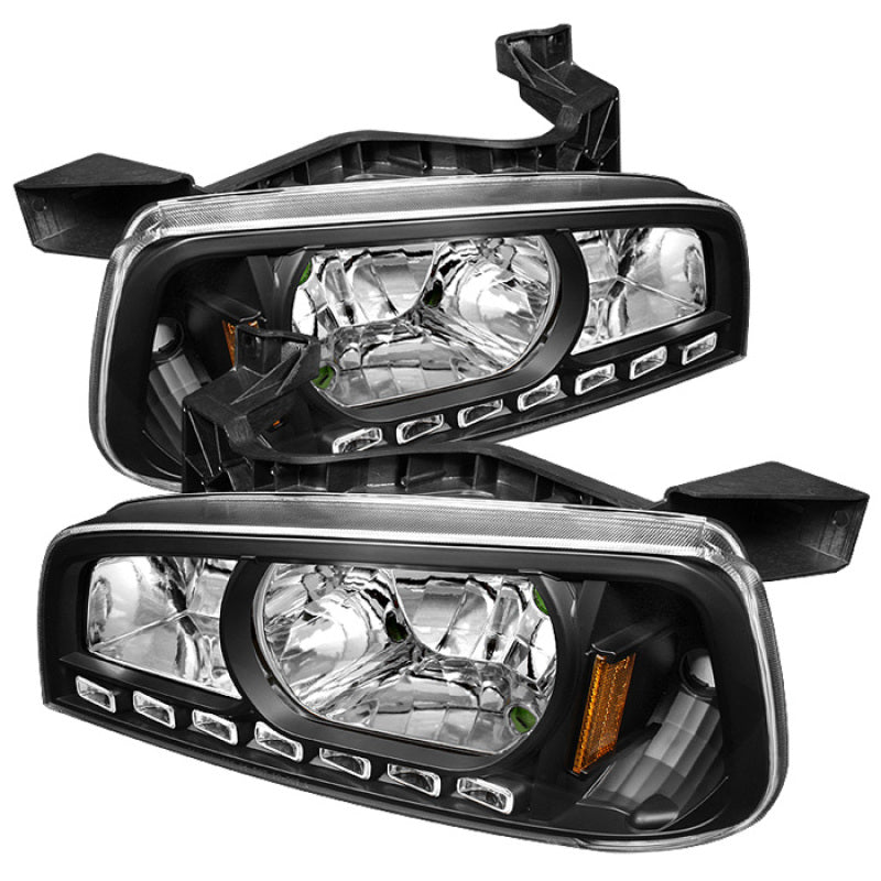 Load image into Gallery viewer, Xtune Dodge Charger 06-10 1Pc LED Crystal Headlights Black HD-ON-DCH05-1PC-LED-BK
