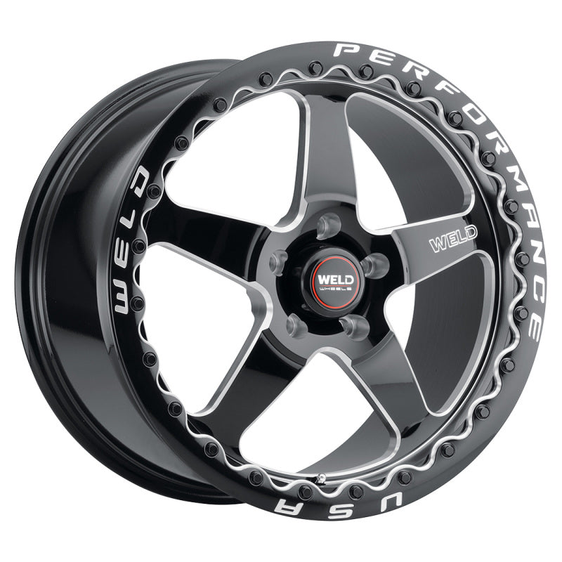 Load image into Gallery viewer, Weld S904 17X10 Ventura Drag Beadlock 5X135 ET10 BS5.9 Gloss Black MIL Dia 87.1
