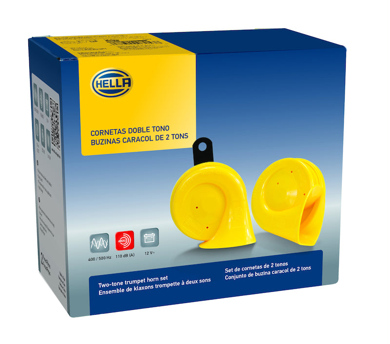 Load image into Gallery viewer, Hella Horn Kit Bx Yellow Trumpet 12V Univ
