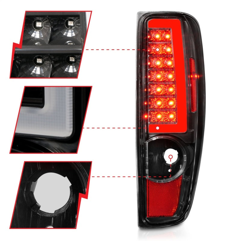 Load image into Gallery viewer, ANZO 2004-2012 Chevrolet Colorado/ GMC Canyon LED Tail Lights w/ Light Bar Black Housing
