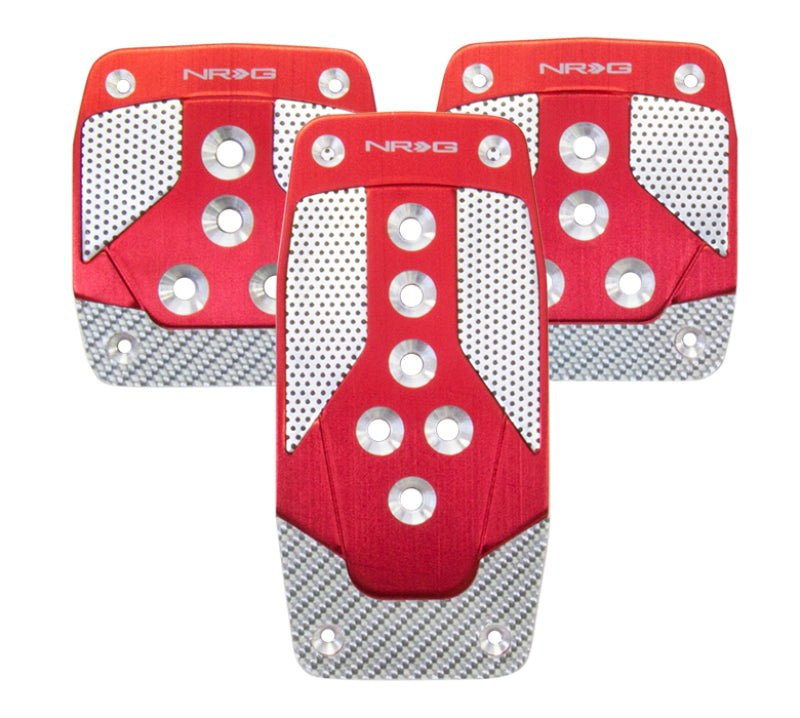 Load image into Gallery viewer, NRG Aluminum Sport Pedal M/T - Red w/Silver Carbon
