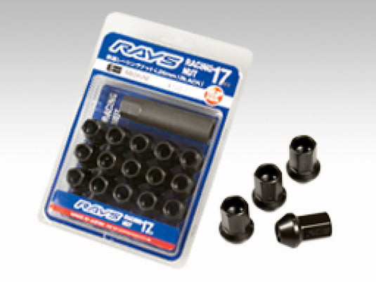 Rays 17 Hex Racing Nut Set L35 Medium Type 12x1.25 - Black Chromate (16 Pieces)