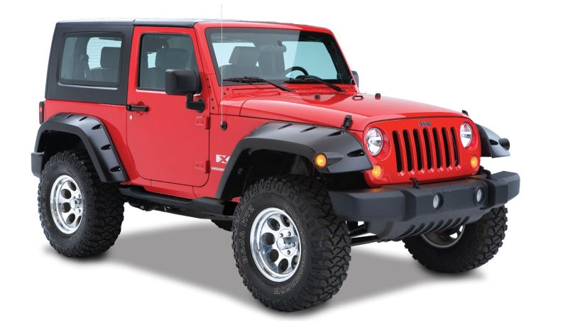 Load image into Gallery viewer, Bushwacker 07-18 Jeep Wrangler Max Pocket Style Flares 2pc Extended Coverage - Black
