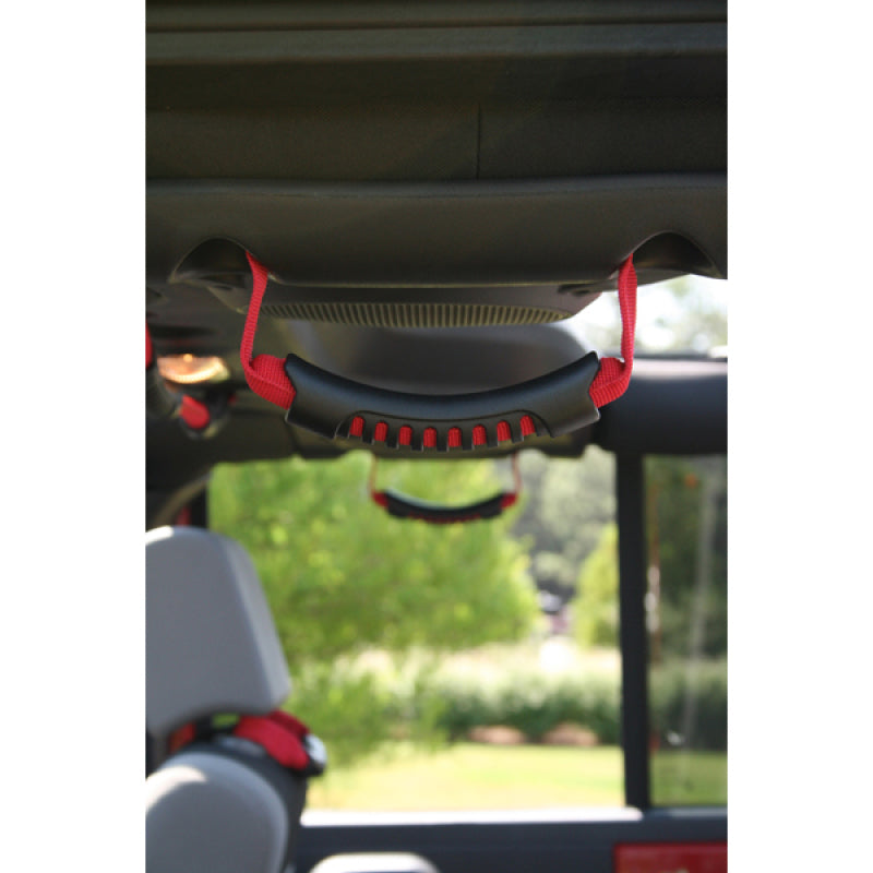 Load image into Gallery viewer, Rugged Ridge Rear Side Grab Handles Red 07-18 Jeep Wrangler Unlimited JK

