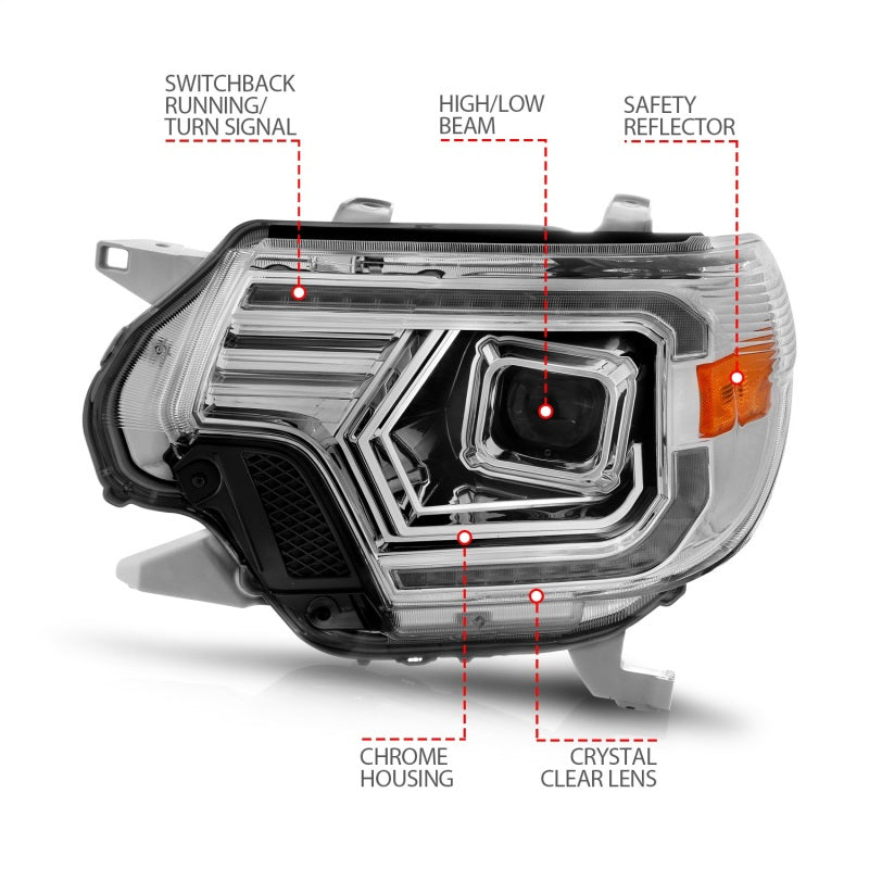 Load image into Gallery viewer, ANZO 12-15 Toyota Tacoma Projector Headlights - w/ Light Bar Switchback Chrome Housing
