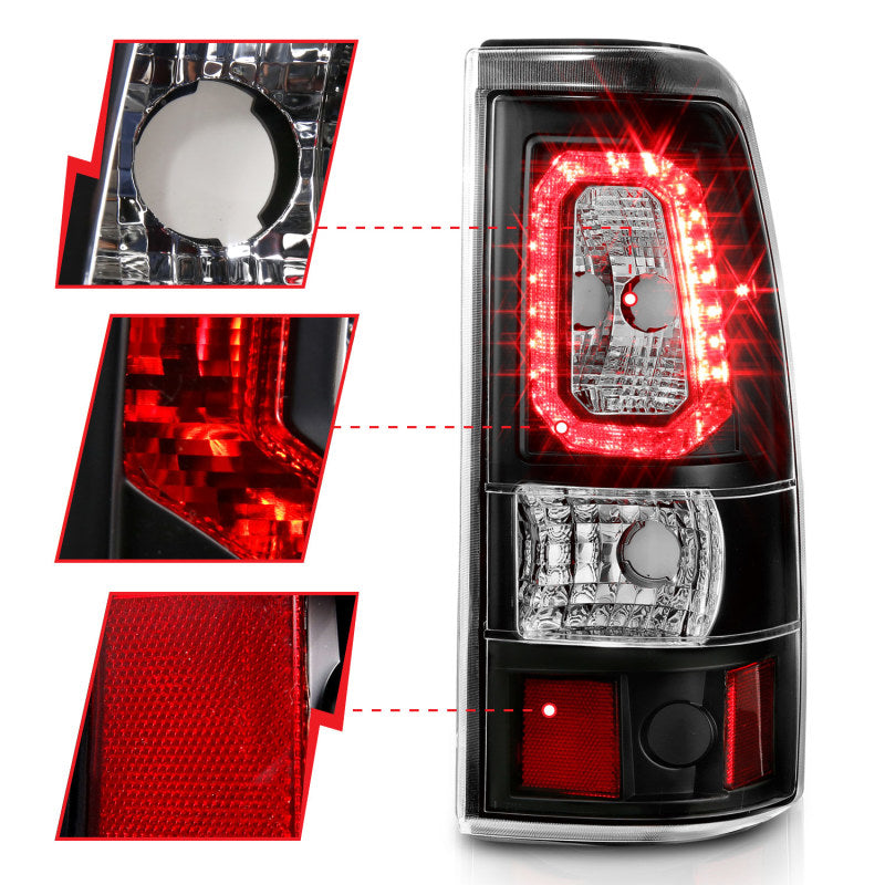 Load image into Gallery viewer, ANZO 1999-2002 Chevy Silverado 1500 LED Taillights Plank Style Black w/Clear Lens
