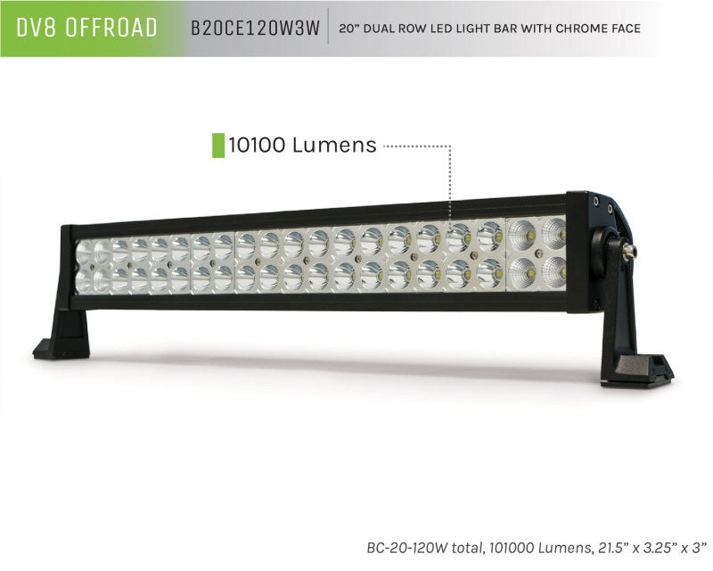 Load image into Gallery viewer, DV8 Offroad Chrome Series 20in Light Bar 120W Flood/Spot 3W LED
