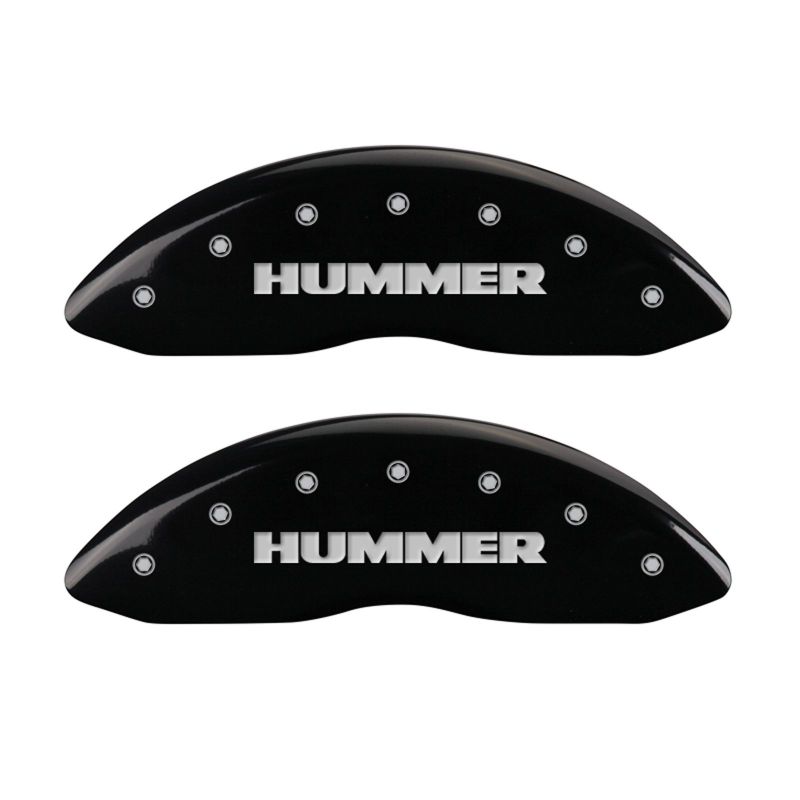 Load image into Gallery viewer, MGP 4 Caliper Covers Engraved Front &amp; Rear Hummer Black finish silver ch
