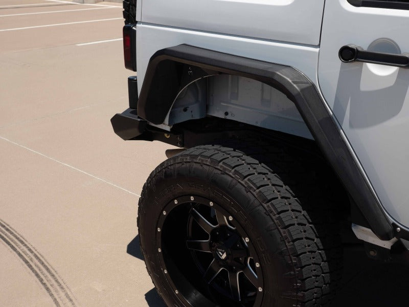 Load image into Gallery viewer, Road Armor 07-18 Jeep Wrangler JKU 4DR Stealth Rear Fender Flare Body Armor - Tex Blk
