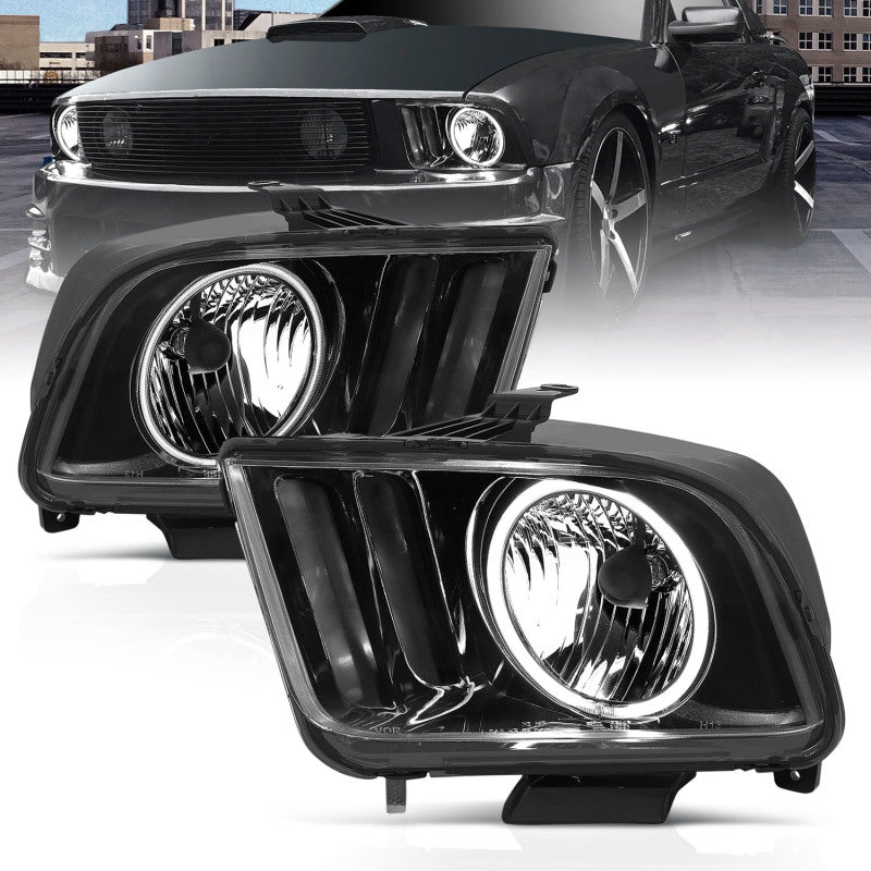 Load image into Gallery viewer, ANZO 2005-2009 Ford Mustang Crystal Headlights w/ Halo Black (CCFL)
