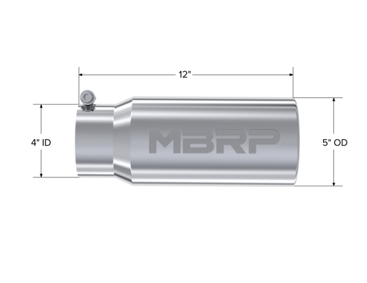 MBRP Universal Tip 5 O.D. Rolled Straight 4 inlet 12 length