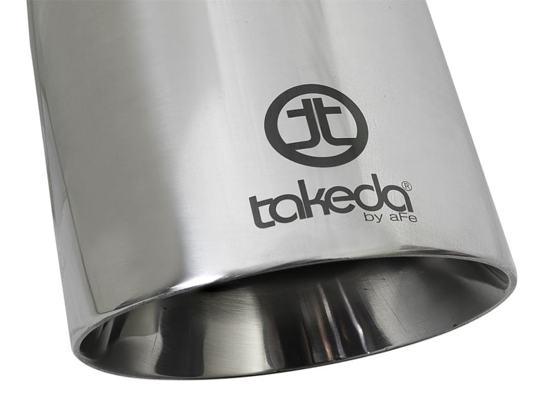 Load image into Gallery viewer, aFe Takeda 304 Stainless Steel Clamp-On Exhaust Tip 2.5in. Inlet / 4.5in. Outlet / 9in. L - Polished
