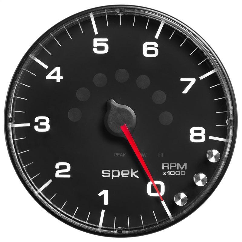 Load image into Gallery viewer, Autometer Spek-Pro Gauge Tachometer 5in 8K Rpm W/Shift Light &amp; Peak Mem Black/Black
