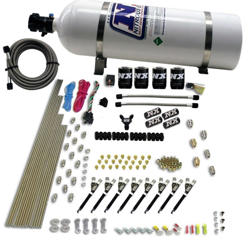 Load image into Gallery viewer, Nitrous Express 8 Cyl VXL Direct Port 4 Solenoids Nitrous Kit (200-500HP) w/15lb Bottle
