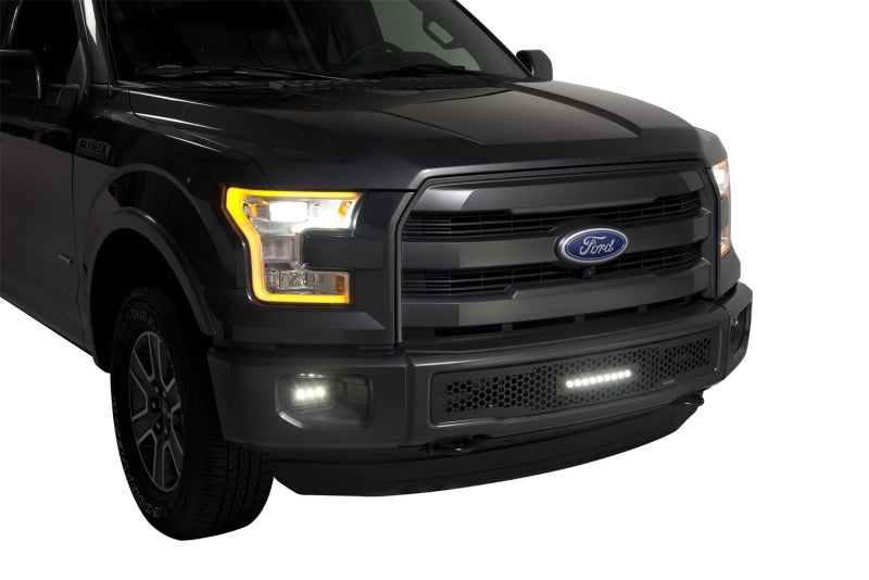 Load image into Gallery viewer, Putco 15-17 Ford F-150 - SS Black Punch Design w/ 10in Luminix Light bar Bumper Grille Inserts
