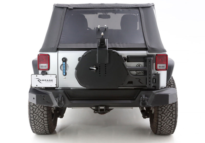 Load image into Gallery viewer, Rampage 07-18 Jeep Wrangler JK (Incl. Unlimited) Trail Guard Tire Carrier - Black
