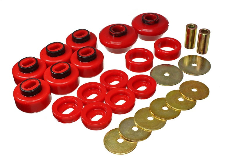 Load image into Gallery viewer, Energy Suspension 07-13 Chevrolet Silverado 1500/GMC Sierra 1500 4WD Body Mount Bushing Set - Red

