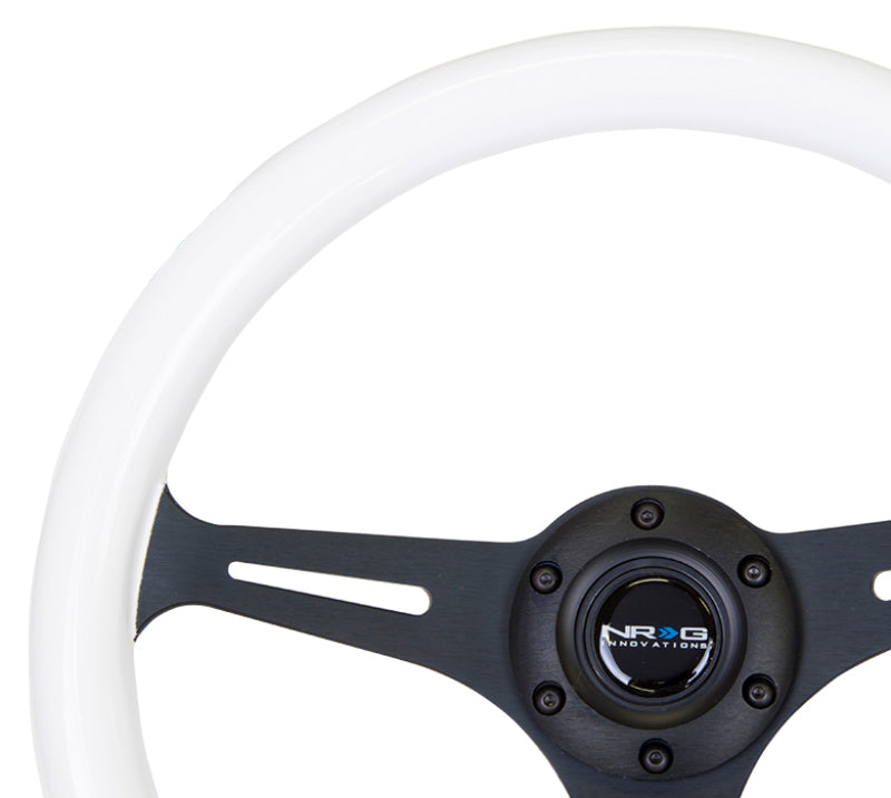 Load image into Gallery viewer, NRG Classic Wood Grain Steering Wheel (350mm) Glow-In-The-Dark Blue Grip w/Black 3-Spoke Center
