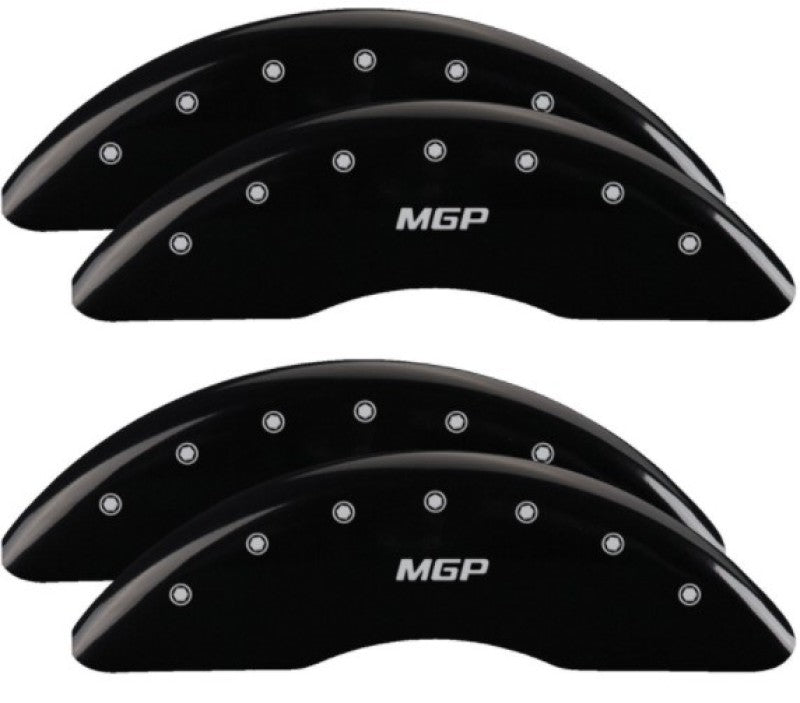 Load image into Gallery viewer, MGP 4 Caliper Covers Engraved Front &amp; Rear 2019+ Ram 2500/3500 Black Finish Silver MGP Logo
