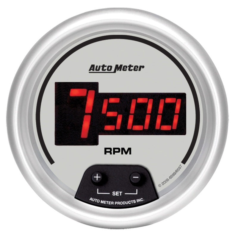 Load image into Gallery viewer, AutoMeter Gauge Tach 3-3/8in. 10K RPM In-Dash Digital Silver Dial W/ Red Led
