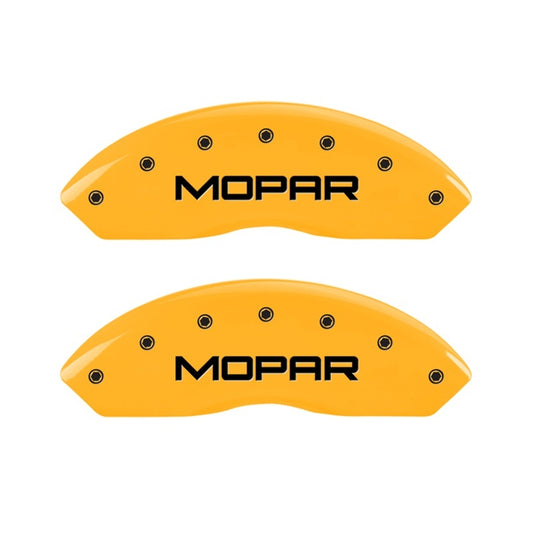 MGP 2 Caliper Covers Engraved Front Mopar Yellow Finish Black Char 2006 Jeep Wrangler