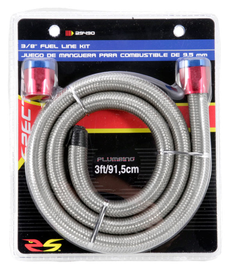 Load image into Gallery viewer, Spectre Stainless Steel Flex Fuel Line 3/8in. ID - 3ft. w/Clamps Red/Blue
