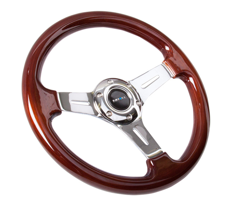 Load image into Gallery viewer, NRG Classic Wood Grain Steering Wheel (330mm) Wood Grain w/Chrome 3-Spoke Center
