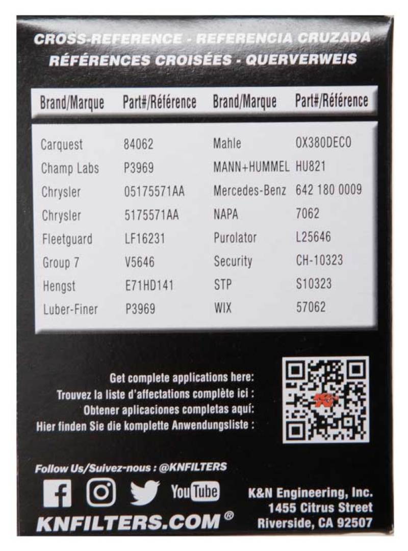 Load image into Gallery viewer, K&amp;N Performance Oil Filter for 2010+ Mercedes Benz GLE350D 3.0L V6 DSL 2.75in OD x 3.625in H
