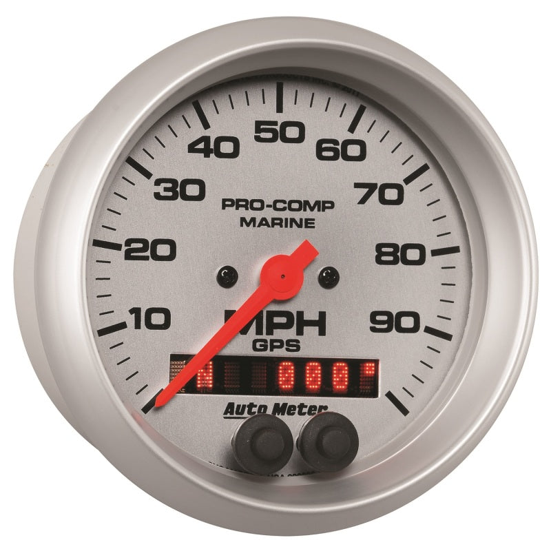 Load image into Gallery viewer, Autometer Marine Silver 3-3/8in 100MPH GPS Speedometer Gauge
