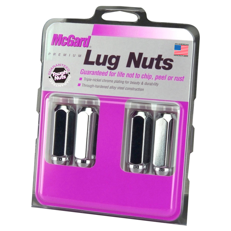Load image into Gallery viewer, McGard Hex Lug Nut (Cone Seat / Duplex) M14X2.0 / 13/16 Hex / 2.25in. Length (4-Pack) - Chrome
