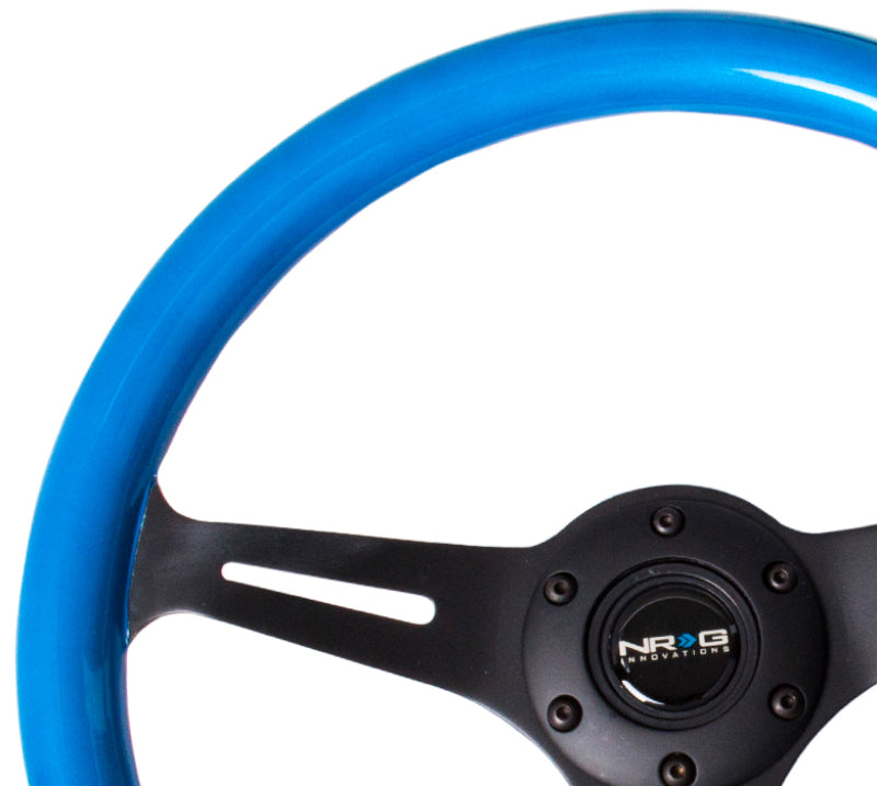 Load image into Gallery viewer, NRG Classic Wood Grain Steering Wheel (350mm) Blue Pearl/Flake Paint w/Black 3-Spoke Center
