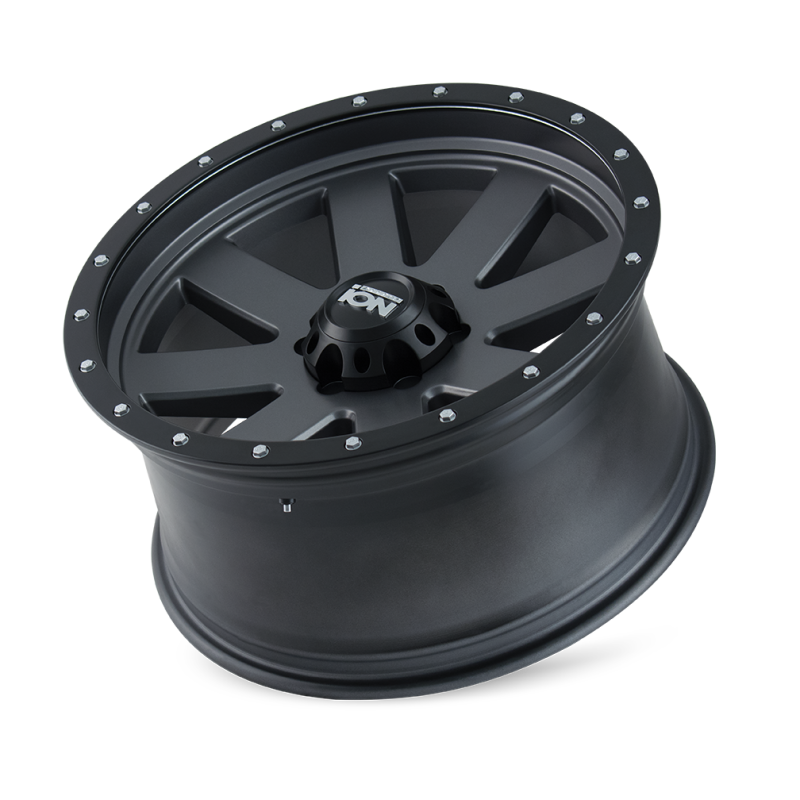 Load image into Gallery viewer, ION Type 134 18x10 / 5x139.7 BP / -19mm Offset / 108mm Hub Matte Gunmetal/Black Beadlock Wheel
