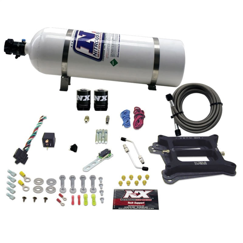 Load image into Gallery viewer, Nitrous Express 4150 4-BBL/Gasoline Nitrous Kit (100-500HP) w/15lb Bottle
