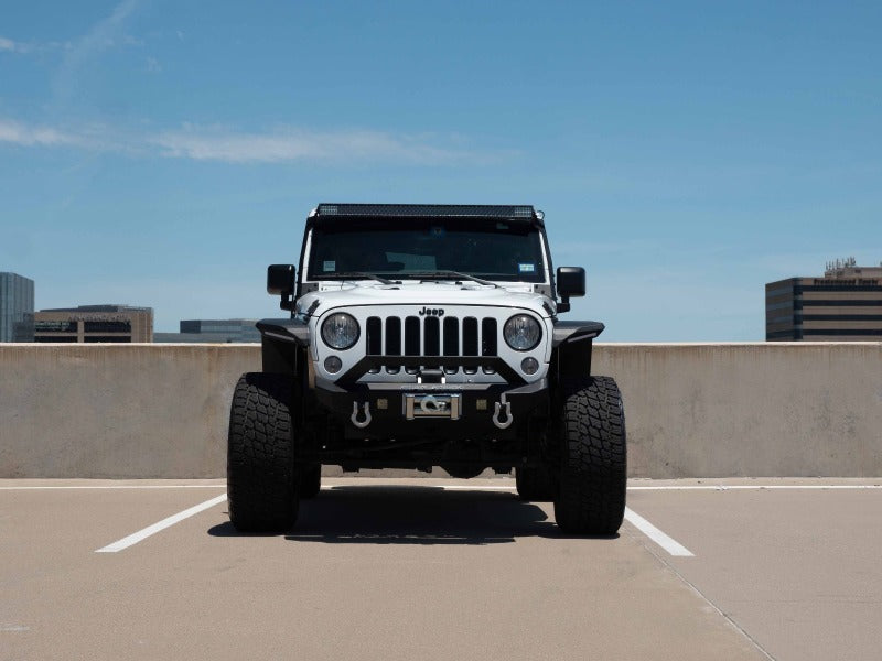 Load image into Gallery viewer, Road Armor 07-18 Jeep Wrangler JK Stealth Front Fender Flare Body Armor w/LED DRL - Tex Blk
