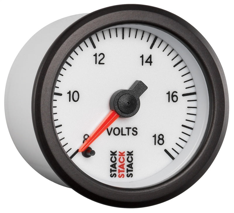 Load image into Gallery viewer, Autometer Stack 52mm 8-18V Pro Stepper Motor Battery Voltage Gauge - White
