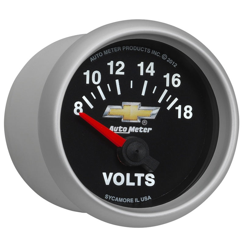 Load image into Gallery viewer, AutoMeter Gauge Voltmeter 2-1/16in. 18V Electric Chevy Gold Bowtie
